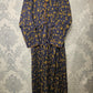 Women's Casual Cotton Dress - Navy Blue & Yellow Floral Print Summer Holiday Vacation Dress
