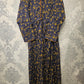 Women's Casual Cotton Dress - Navy Blue & Yellow Floral Print Summer Holiday Vacation Dress