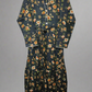 Women's Casual Cotton Dress - Charcoal and Brown Floral Print Summer Holiday Vacation Dress