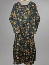 Women's Casual Cotton Dress - Charcoal and Brown Floral Print Summer Holiday Vacation Dress
