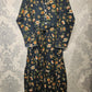 Women's Casual Cotton Dress - Charcoal and Brown Floral Print Summer Holiday Vacation Dress