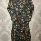 Women's Casual Cotton Dress - Charcoal and Brown Floral Print Summer Holiday Vacation Dress