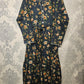 Women's Casual Cotton Dress - Charcoal and Brown Floral Print Summer Holiday Vacation Dress
