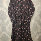 Women's Casual Cotton Dress - Black and Lilac Floral Print Summer Holiday Vacation Dress