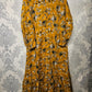 Women's Casual Cotton Dress - Mustard and Green Floral Print Summer Holiday Vacation Dress