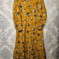 Women's Casual Cotton Dress - Mustard and Green Floral Print Summer Holiday Vacation Dress