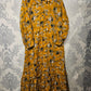 Women's Casual Cotton Dress - Mustard and Green Floral Print Summer Holiday Vacation Dress