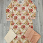 ALK Pakistani Suit: Cream Pink Floral Print Shalwar Kameez in Cotton (Sizes to 7XL)