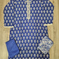 ALK Royal Blue & White Geometric Shalwar Kameez | Cotton Pakistani Suit (M-7XL)