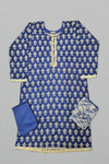 ALK Royal Blue & White Geometric Shalwar Kameez | Cotton Pakistani Suit (M-7XL)
