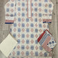 ALK's White Cotton Shalwar Kameez with Blue Red Print