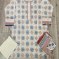 ALK's White Cotton Shalwar Kameez with Blue Red Print