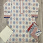 ALK's White Cotton Shalwar Kameez with Blue Red Print