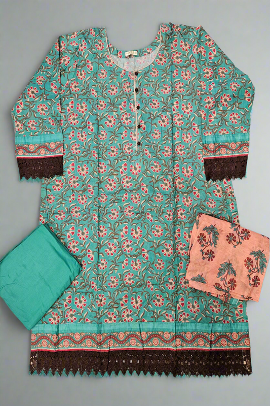Sea Green Cotton Shalwar Kameez: ALK's Latest Collection