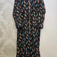 Midnight Blooms Black, Blue & Coral Floral Maxi Dress with Belt | Button Front | Sizes S-7XL