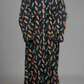 Midnight Blooms Black, Blue & Coral Floral Maxi Dress with Belt | Button Front | Sizes S-7XL