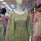 Enchanted Garden: Mint Green and Peach Pink Embellished Net Maxi Dress with Organza Dupatta (Small to 7XL)
