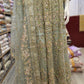 Enchanted Garden: Mint Green and Peach Pink Embellished Net Maxi Dress with Organza Dupatta (Small to 7XL)