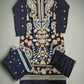 ETHN Navy Blue Embroidered Kameez | Peach & Red Thread Work | Viscose Pakistani Suit (M-7XL)