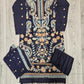 ETHN Navy Blue Embroidered Kameez | Peach & Red Thread Work | Viscose Pakistani Suit (M-7XL)