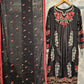 ETHN Black Chikan Kameez | White & Pink Thread Embroidery | Laser Cut Viscose Suit (M-7XL)