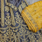 Grey Silk Peplum Top & Gold Embroidered Sharara Set | All-Over Embroidery | Sizes Small-8XL