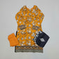 Deep Mustard & Brown Floral Linen Viscose Suit | Chikan Embroidery | Sizes Up to 8XL