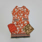 Rust Orange Floral Linen Viscose Suit | Chikan Embroidery Shalwar Kameez | Sizes Up to 8XL