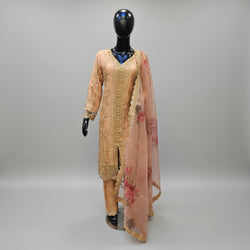 peach pink colour embroidered kameez