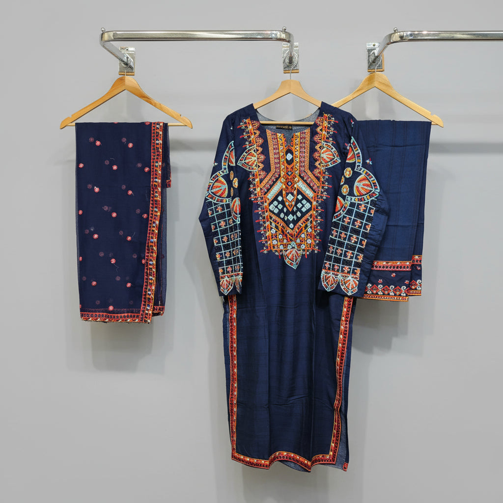navy blue embroidered kameez