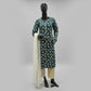 teal blue colour printed kameez with trouser and dupatta