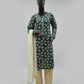 Teal Green Linen Winter Suit | Gold Print Kameez Set | Sizes Up to 8XL