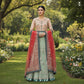 GUL Peach & Mint | Dual Tone Hand Embellished Dress with Red Embroidered Dupatta