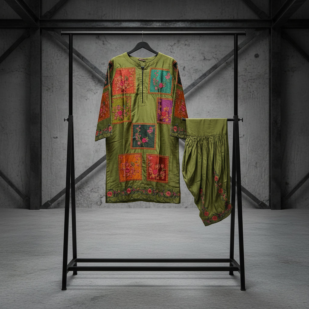 AD Winter Olive | Olive Green Heavy Marina Thread Embroidered Shalwar Kameez