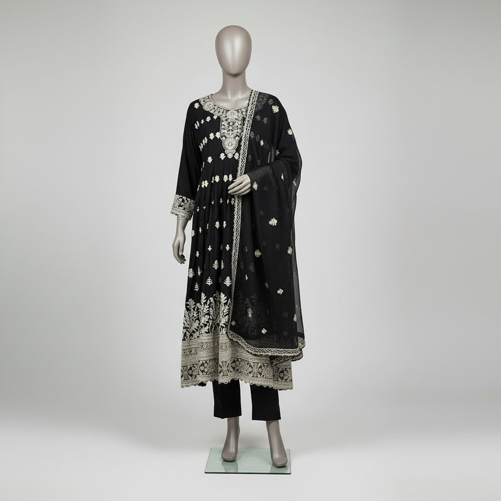 Royal Embroiderie | 4-Color Linen Viscose Embroidered Dress Set