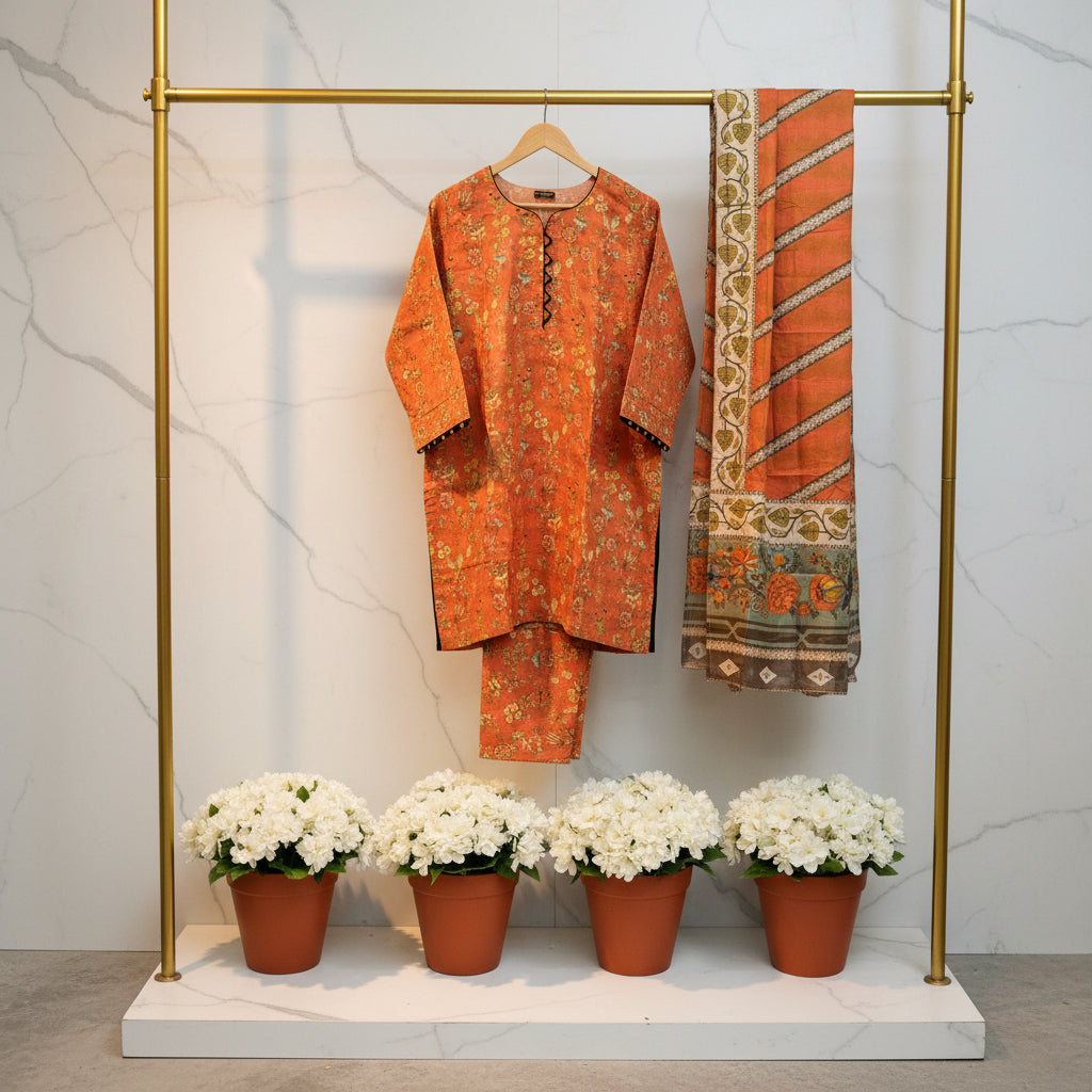 MHM Floral Print Pure Viscose Linen Shalwar Kameez – 8 Prints for Everyday & Eid