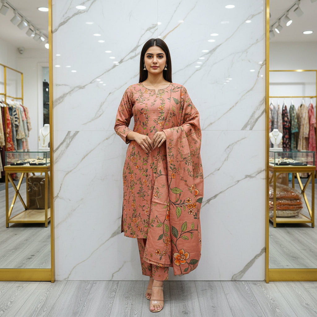 MHM Floral Print Pure Viscose Linen Shalwar Kameez – 8 Prints for Everyday & Eid