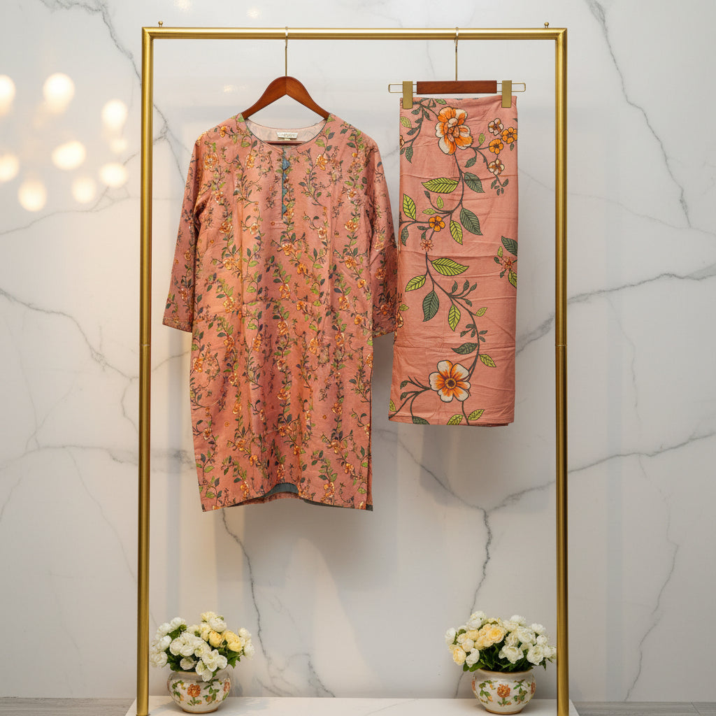 MHM Floral Print Pure Viscose Linen Shalwar Kameez – 8 Prints for Everyday & Eid