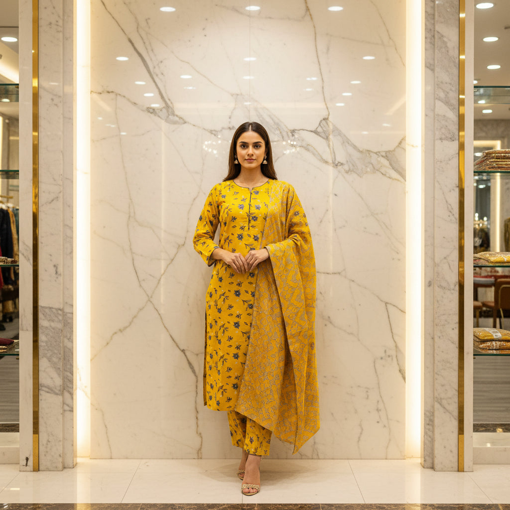 MHM Floral Print Pure Viscose Linen Shalwar Kameez – 8 Prints for Everyday & Eid