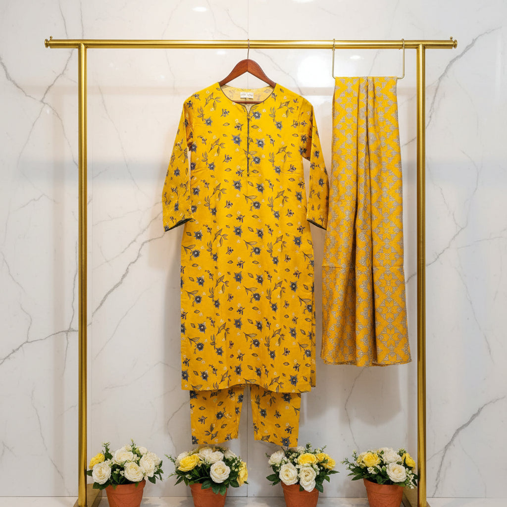 MHM Floral Print Pure Viscose Linen Shalwar Kameez – 8 Prints for Everyday & Eid