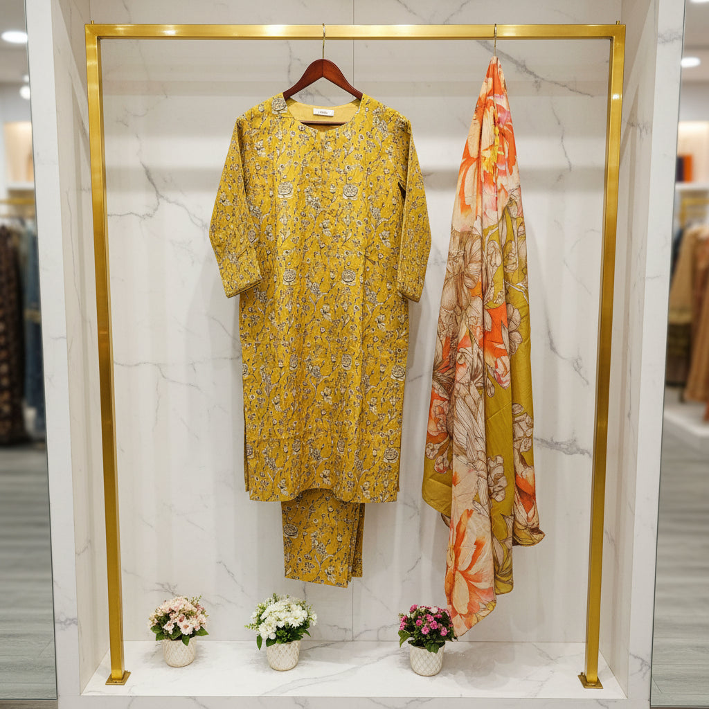 MHM Floral Print Pure Viscose Linen Shalwar Kameez – 8 Prints for Everyday & Eid