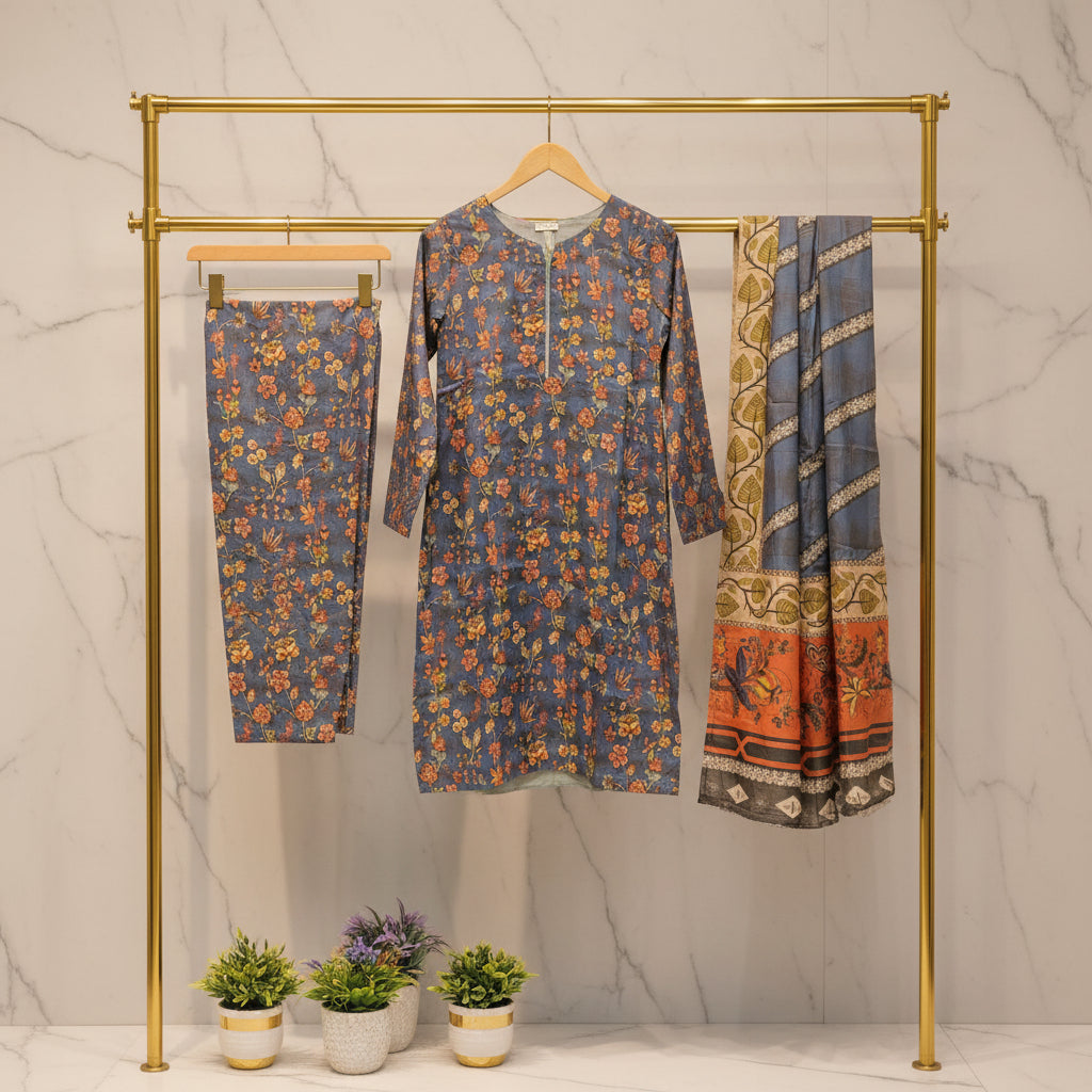 MHM Floral Print Pure Viscose Linen Shalwar Kameez – 8 Prints for Everyday & Eid