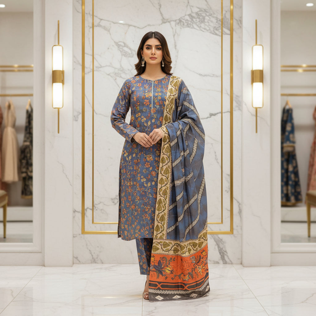 MHM Floral Print Pure Viscose Linen Shalwar Kameez – 8 Prints for Everyday & Eid
