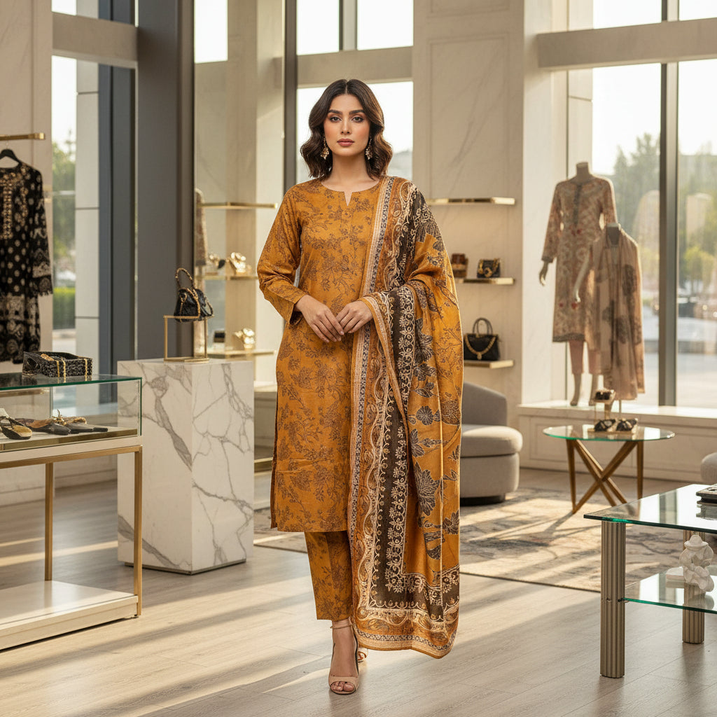 MHM Floral Print Pure Viscose Linen Shalwar Kameez – 8 Prints for Everyday & Eid