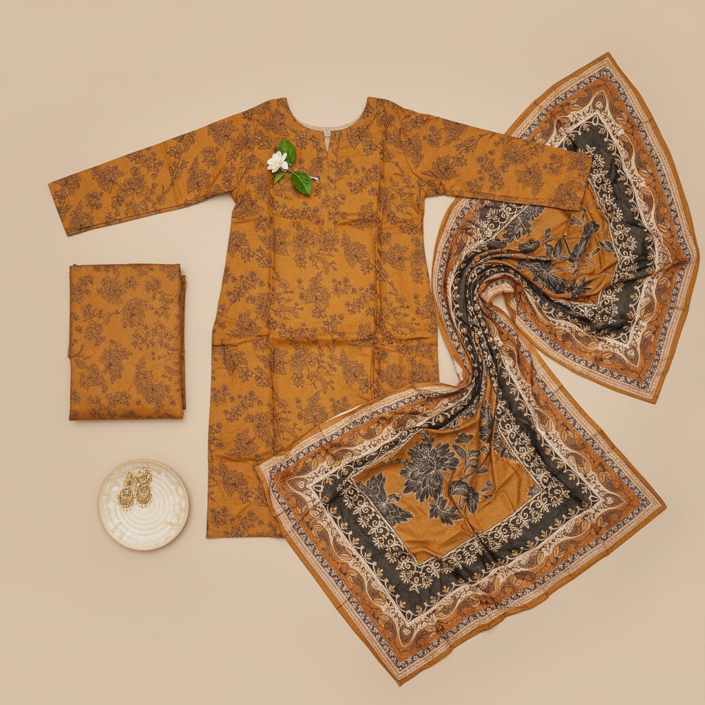 MHM Floral Print Pure Viscose Linen Shalwar Kameez – 8 Prints for Everyday & Eid