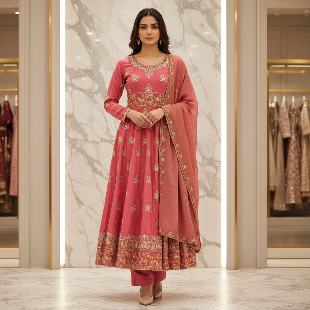 ETHN The Colour Quartet: Olive Green, Bubblegum Pink, Purple and Navy Blue Embroidered Linen Dress