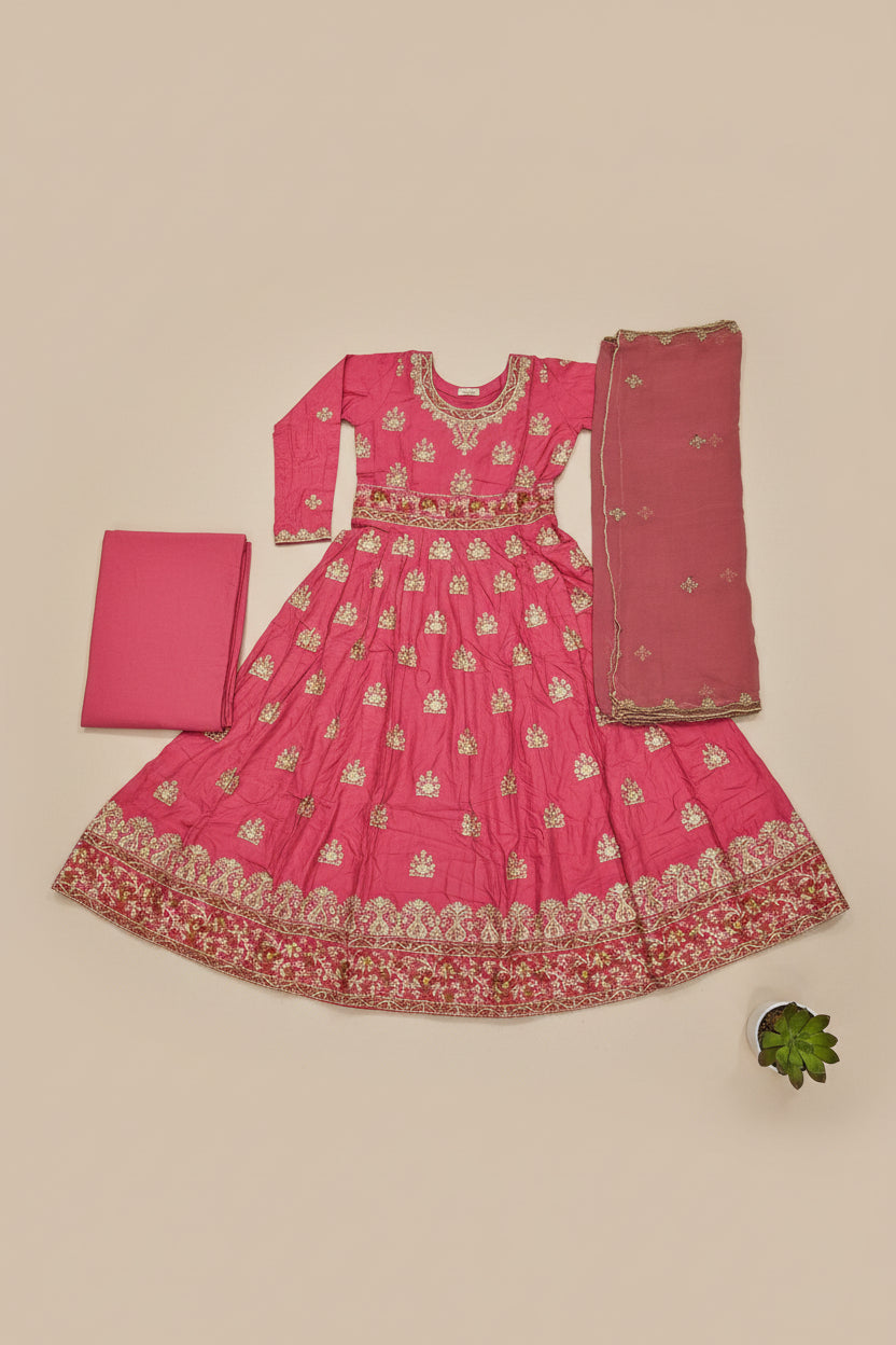 ETHN The Colour Quartet: Olive Green, Bubblegum Pink, Purple and Navy Blue Embroidered Linen Dress