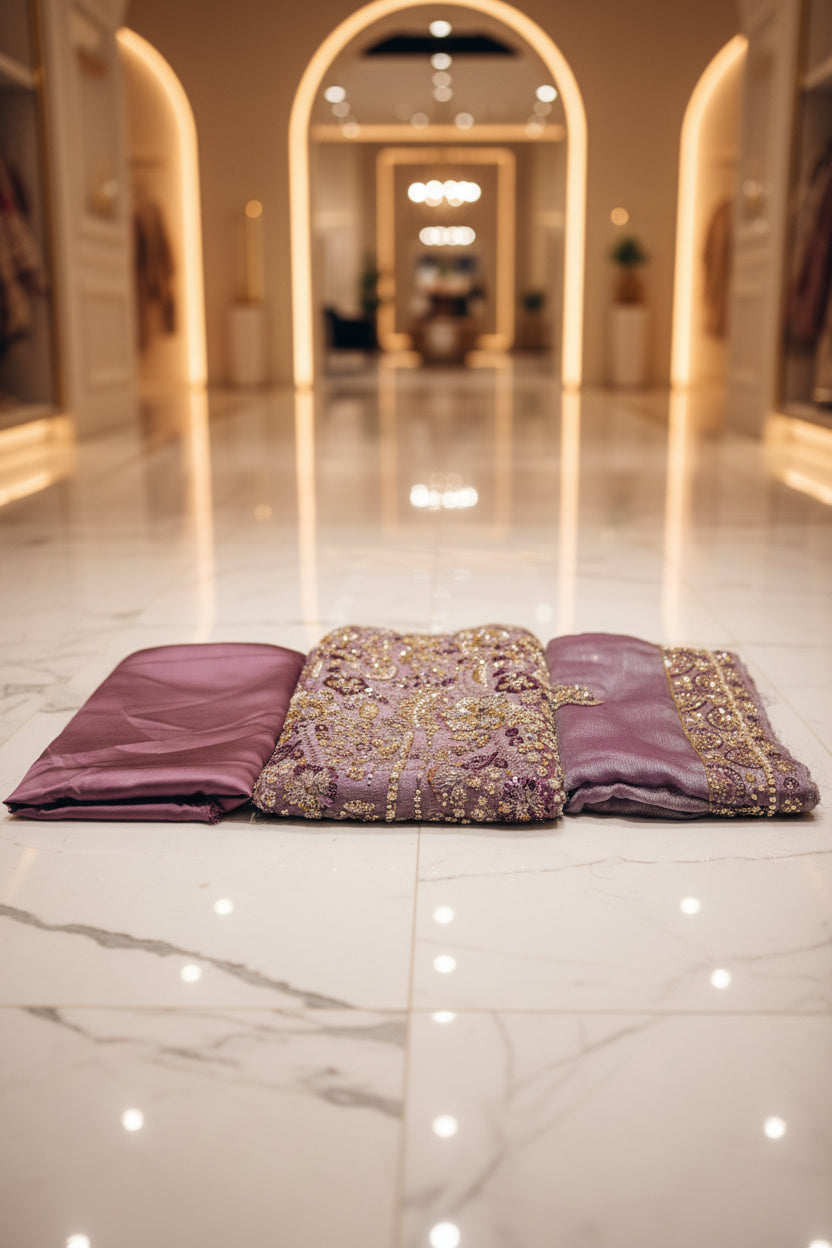 Heavy Embroidered Unstitched Net Suit for Women | Zari, Sequins, Pearl and Stone Work| 6 Colour Options