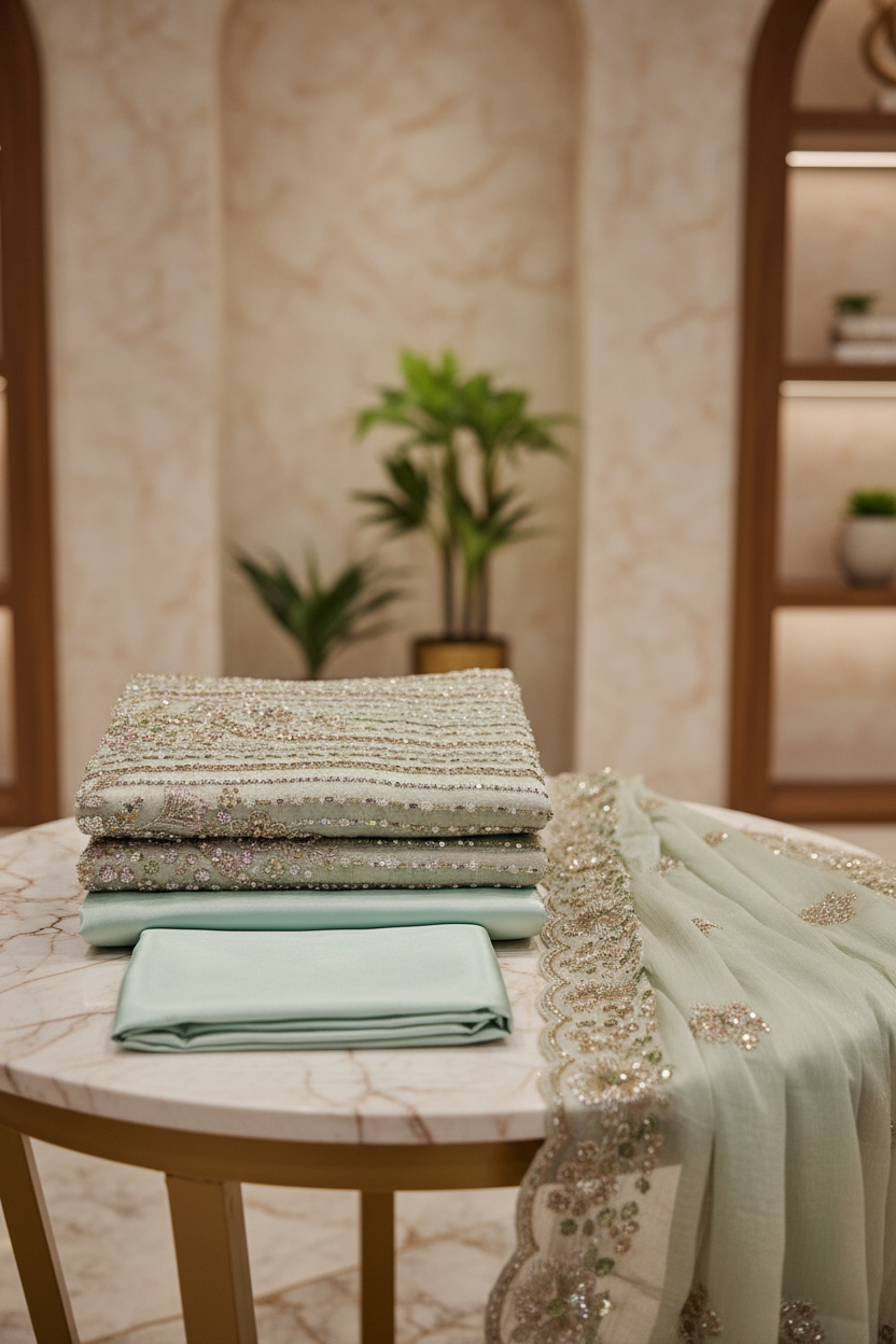 Heavy Embroidered Unstitched Net Suit for Women | Zari, Sequins, Pearl and Stone Work| 6 Colour Options