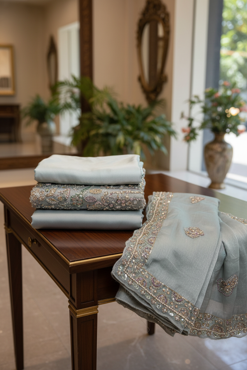 Heavy Embroidered Unstitched Net Suit for Women | Zari, Sequins, Pearl and Stone Work| 6 Colour Options